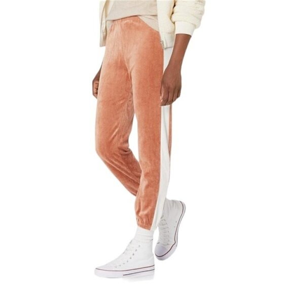 Monrow Velour High Waist Vintage Sweatpants Size XS Dry Rose Natural MSRP $158 - Picture 2 of 14